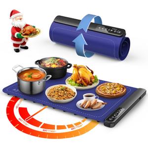 Warming Mat for Food, Food Warming Trays with 4 Temperature Levels 8 Seconds Heating Tech, Silicone Electric Warmer for Parties Buffet, Christmas Gifts for Women