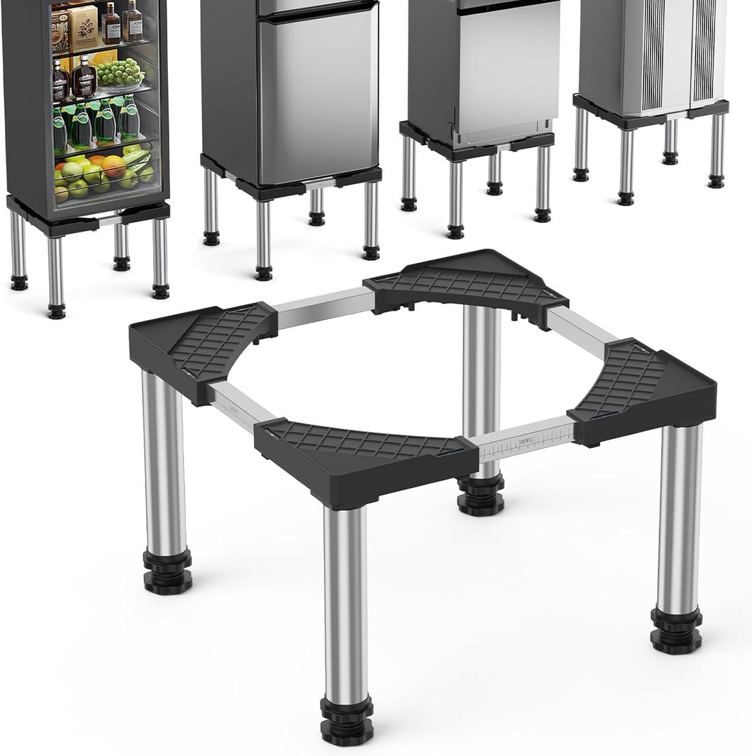 Mini Fridge Stand Height 13"-14.2" Adjustable Refrigerator Washing Machine Stand Base with 4 Strong Feet Anti-Vibration Washer Dryer Stand Laundry Pedestal Universal Appliance Stand Load 660LB-Black
