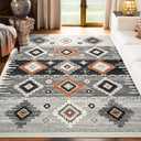 Western Rugs for Living Room, Non Slip Area Rugs for Bedroom Dining Table Kitchen, Washable Aesthetic Boho Rug for Home Decor, 5ft x 7ft, Cream, Beige, Grey, Orange