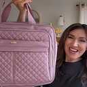 Leather Laptop Briefcase for Women 15.6 Inch Laptop Work Bag Waterproof Computer Bag for Women, Pink
