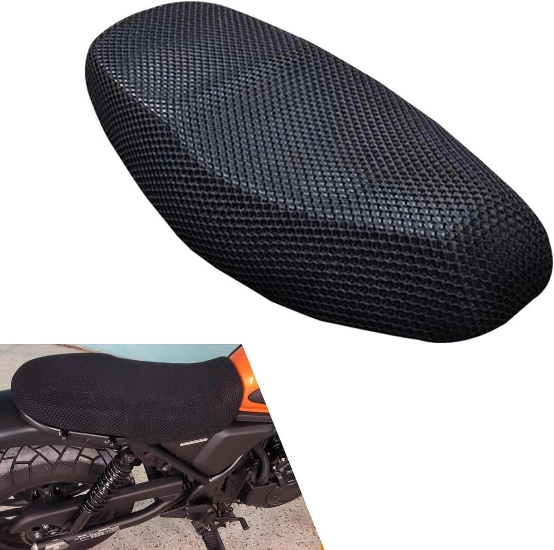 Motorcycle Seat Cover, Anti-Slip Cushion, Insulated and Breathable Honeycomb Mesh, Moped Seat Cover, 37.4x23.6In (Black)