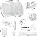 White Office Desk Accessories Supplies, 12pcs Desk Organizers and Accessories with Tape dispenser and Stapler,Staples,Staple Remover,Pen Holder,Scissor,Ruler,Sticky Tabs,Tape,Ballpoint Pen,Clips Set