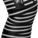 SWOLLHOUSE Knee Wraps + Wrist Wraps + Weight Lifting Straps Bundle (3 Pairs) for Weightlifting Bodybuilding Strength Training Workout Gym, Fitness Protective Set for Men & Women