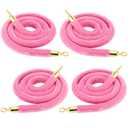 4 Pack 6.5 Feet Pink Velvet Rope Barrier, Velvet Stanchion Rope with Gold Hooks Velvet Hanging Rope for Movie Theaters, Parties, Hotels, Restaurants