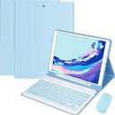 Galaxy Tab S10+ Plus/S9 FE+ Plus/Galaxy Tab S9+ Plus 12.4 Inch Case with Keyboard and Mouse, Detachable Magnetic Keyboard Case with S Pen Holder for Galaxy Tab S10 Plus/S9Plus/S9FE Plus (Sky Blue)