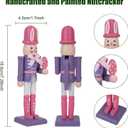 2 x 7 Inch Easter Bunny Nutcracker Decoration, Wooden Rabbit Soldier Figure for Spring Holiday Tabletop Display (Purple)