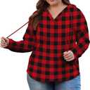 OLRIK Plus Size Hooded For Women V Neck Pullover Oversized Sweatshirts Long Sleeve Tops Loose Fit