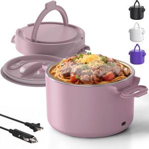 Electric Lunch Box, 33OZ Portable Food Warmer | 100W Rapid Heating & LeakProof 304 Stainless Steel | 3in1(Car 12V/24V & Home 110V) | Perfect for Work/Travel,OntheGo,Ideal Gift for Men & Women, Pink
