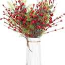 Christmas Tree Decorations 6 Pack Christmas Floral Picks17 inch Red Berry Picks with Holly Berries for Xmas Winter Holiday Home DIY Ornaments