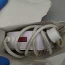 10 Ft Surge Protector Power Strip - YISHU 3 Side Outlet Extender with 8 Widely AC Outlets and 4 USB Ports, 10 Feet Extension Cord with Flat Plug, Wall Mount Desk USB Charging Station, ETL,White