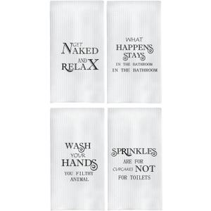 Funny Bathroom Hand Towels, Funny Bathroom Decor, Wash Your Hands You Filthy Animal Decorative Towels, 16x24 Inch Set of 4