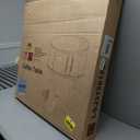 Coffee Table for Living Room, Modern Round Coffee Table with Cabinets & Sliding Doors, Home Small Space, 29.9" Fluted Center Table, Natual (Oak_lsj031-n)