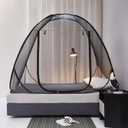 Mengersi Pop Up Mosquito Net for Bed,Portable Folding Mosquito Net Tent with Bottom for Baby Adults Camping Travel(Black,Full/Queen)