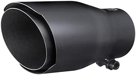 Black Exhaust tip -2.5'' Inlet Bolt on Double Wall Design- Black Coated Stainless Steel Car Muffler Tips 2.5" ID x 3.5"OD x 7"L