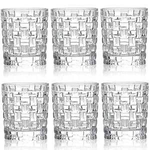 Dicunoy 6 Pack Juice Drinking Glasses, 8 oz Water Glasses with Heavy Base, Crystal Small Beverage Cups for Soda, Water, Milk, Whisky, Beer, Cocktail