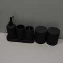 Bathroom Accessories Set, 6-Piece Bathroom Accessory Set, Toothbrush Holders Set, Soap Dispenser, Vanity Tray, Tumbler, Cotton Swab Jars, Bathroom Organizer for Modern Bathrooms(Matte Black)