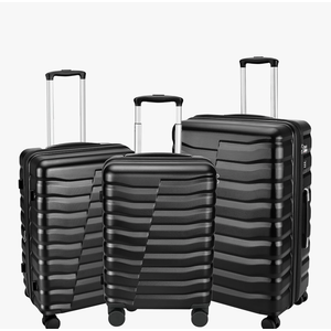 Lightweight Luggage with Spinner Wheels & YKK Zipper, Hard Shell 3-Piece Suitcase ABS+PC Hardside Luggage Set with TSA Lock for Men Travel, Black (20+24+28 inch)