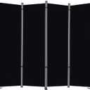 RANTILA 4 Panel Room Divider, 6 FT Folding Privacy Screen with Wide Feet, Freestanding Partition for Room Separation, Portable Room Divider Panel, 89" W x 71" H, Black
