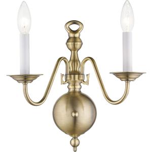 Livex Lighting 5002-01 Williamsburgh 2 Light Antique Brass Wall Sconce