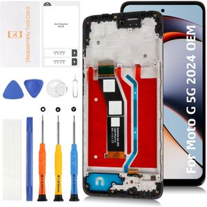 for Motorola Moto G 5G 2024 6.6" Screen Replacement with Frame LCD Display XT2417-1 XT2417 Touch Digitizer Screen Assembly with Repair Tools