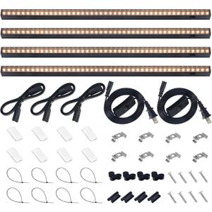 Barrina T5 Grow Lights for Indoor Plants, 2FT 40W (4 X 10W) Magnetic Installation, Full Spectrum Grow Light Strip with Individual Switch, Grow Lamp with Black Cover, Plug and Play, Yellow, 4 Packs