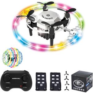 Mini Drone for Kids, 2-in-1 RC Drone Aurora Ball with RGB Gradient Lighting, 360 Rotation, Air Pressure Setting, Speed Witching, Modular Battery, One Key Funtion RC Aurora Ball Toys