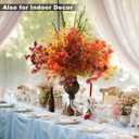 21 Bundles Artificial Fall Flowers for Outdoors 3 Colors Fake Faux Fall Flowers for Decoration with Eucalyptus Leaves No Fade Plastic Flowers in Vase for Autumn Decor Garden Patio Porch Window Home