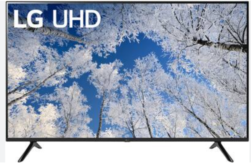 LG 65UQ70 UHD Smart TV.  Screen Size: 65 inches. Resolution: Real 4K UHD. Smart Platform: webOS with ThinQ AI. Features: Includes LG Channels for free IP streaming