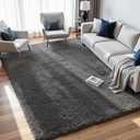 8x10 Fluffy Shag Area Rugs for Living Room Bedroom: Soft Plush Carpet Grey