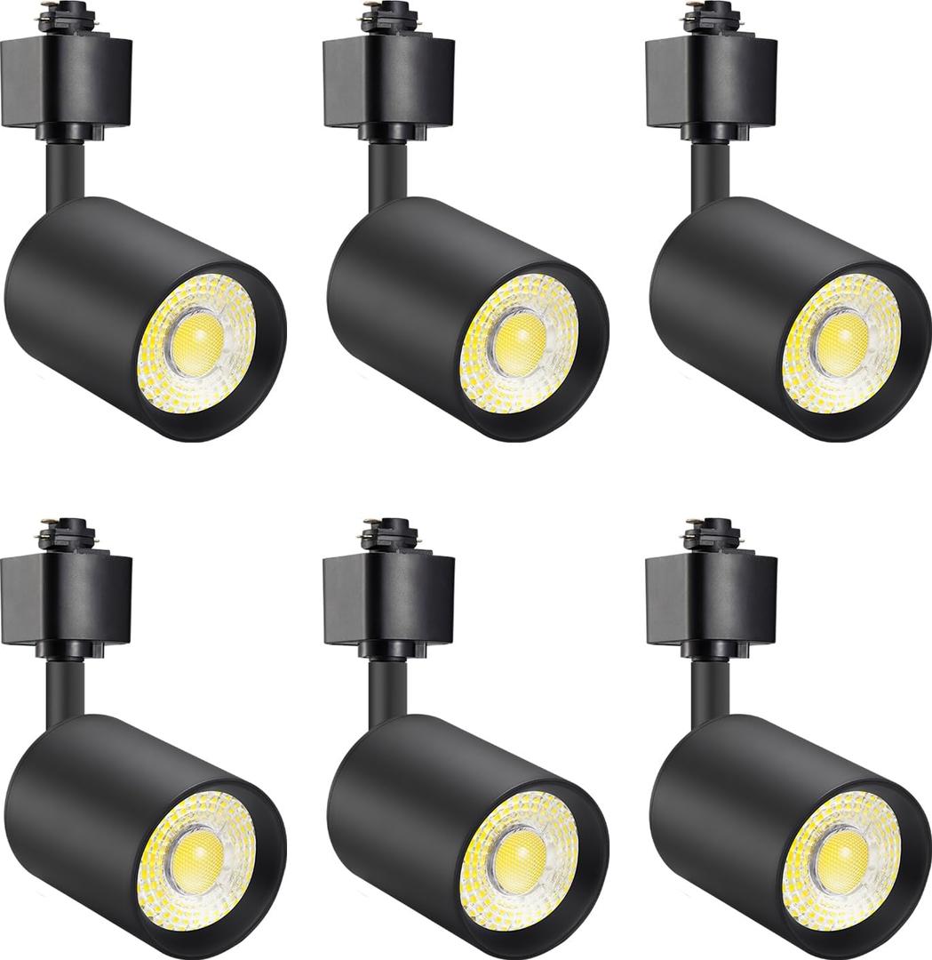 VANoopee 6 Pack 10W Dimmable LED Track Lighting Heads H Type Track Light Replacement Fixtures Bright 3000K Warm White Ceiling Spotlight for Accent Task Art, Flicker Free CRI90+ 24 800lm Black