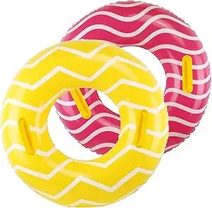 Inflatable Pool Floats for Adults and Teens, Pool Tubes with Handles, 39 Inner Tubes for Floating, Pink Round Pool Float, Floaties for Kids & Adults