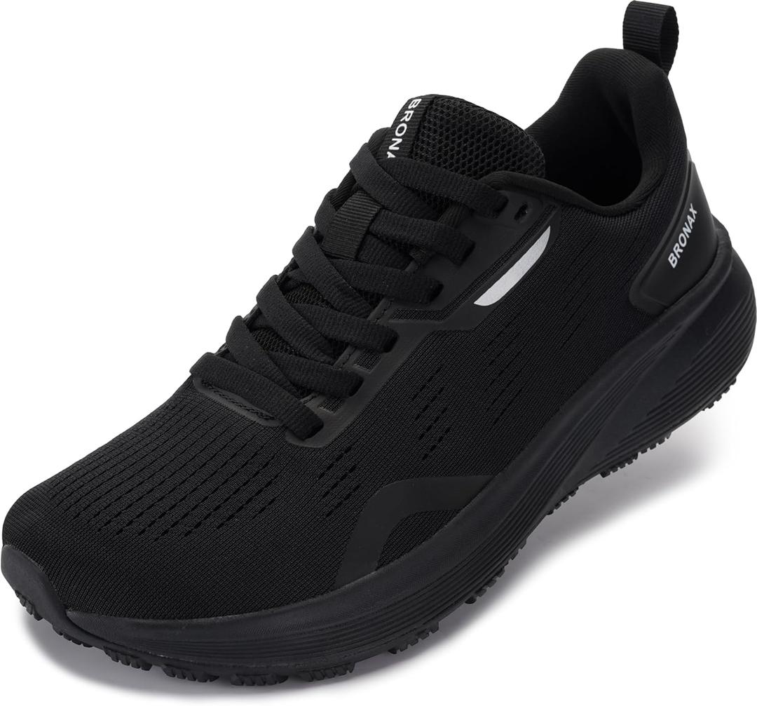 BRONAX Women's Wide Toe Box Road Running Shoes | Wide Athletic Tennis Sneakers with Rubber Outsole (S73 | All Black)