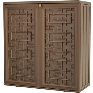 KINYING Outdoor Storage Cabinet Waterproof, Resin 62 Gallon Storage Box for Patio Furniture Cushions, Garden Tools, Pool Accessories (Dark Brown with 1 Shelving)