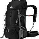 Loowoko 50L Hiking Backpack, Waterproof Camping Essentials Bag with Rain Cover, 45+5 Liter Lightweight Backpacking Back Pack (Black)