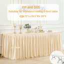 6ft Spandex Champagne Tablecloth for Rectangle Tables Fitted Open Back Washable and Wrinkle Resistant Stretch Rectangular Champagne Ruffle Table Cloth Cover for Event Wedding Banquet and Parties
