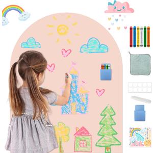 Magnetic Wall Decal for Kids Playroom Arch Magnetic Chalkboard for Walls Magnetics Contact Paper Peel and Stick Self Adhesive Chalk Board Magnet Wall Sticker for Nursery Toddlers Classroom 31.5"x39.4" (Pink)