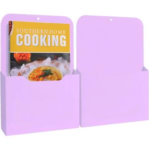 Magnetic File Holder, Magnetic Paper Holder for Refrigerator, File Cabinets and Fridge, Magnetic Pocket Wall Hanging File Organizer, Magnetic File Folder Case (Purple - 2L Pack)
