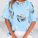 PRETTYGARDEN Summer Leopard Print Tops for Women Short Sleeve Crew Neck Floral T Shirts Casual Blouses (S)