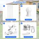 Anovo Flag Pole Kit- Upgraded Holder, Stainless Steel 6 FT Flag Poles with1 Inch Metal 360 Rotating Flag Pole Rings Two-Position Flag Pole Bracket Mounting for Outside House Porch(6 FT - White)