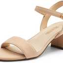 DREAM PAIRS Women's Low Heels Block Open Toe Ankle Strap Classic Short Chunky Sandals with Buckle for Daily Work Wedding Party, Size 7.5