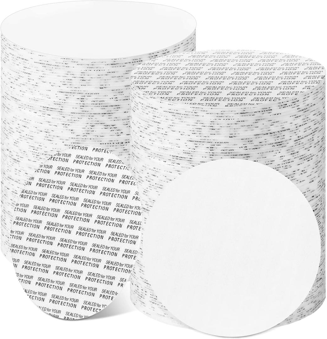 70 mm Foam Lid Liner Pressure Sensitive Seal Round Jar Sealer Bottle Seals Heat Resistant Foam Cap Torque Activated Safety for Protection Safety Jar Cap Bottle Vial Tamper Gasket Kit(50 Pieces)
