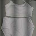 High Waisted Tummy Control Ribbed Bikini Crop Top Brazilian Swimsuit Set 2 Piece, Size: M, White