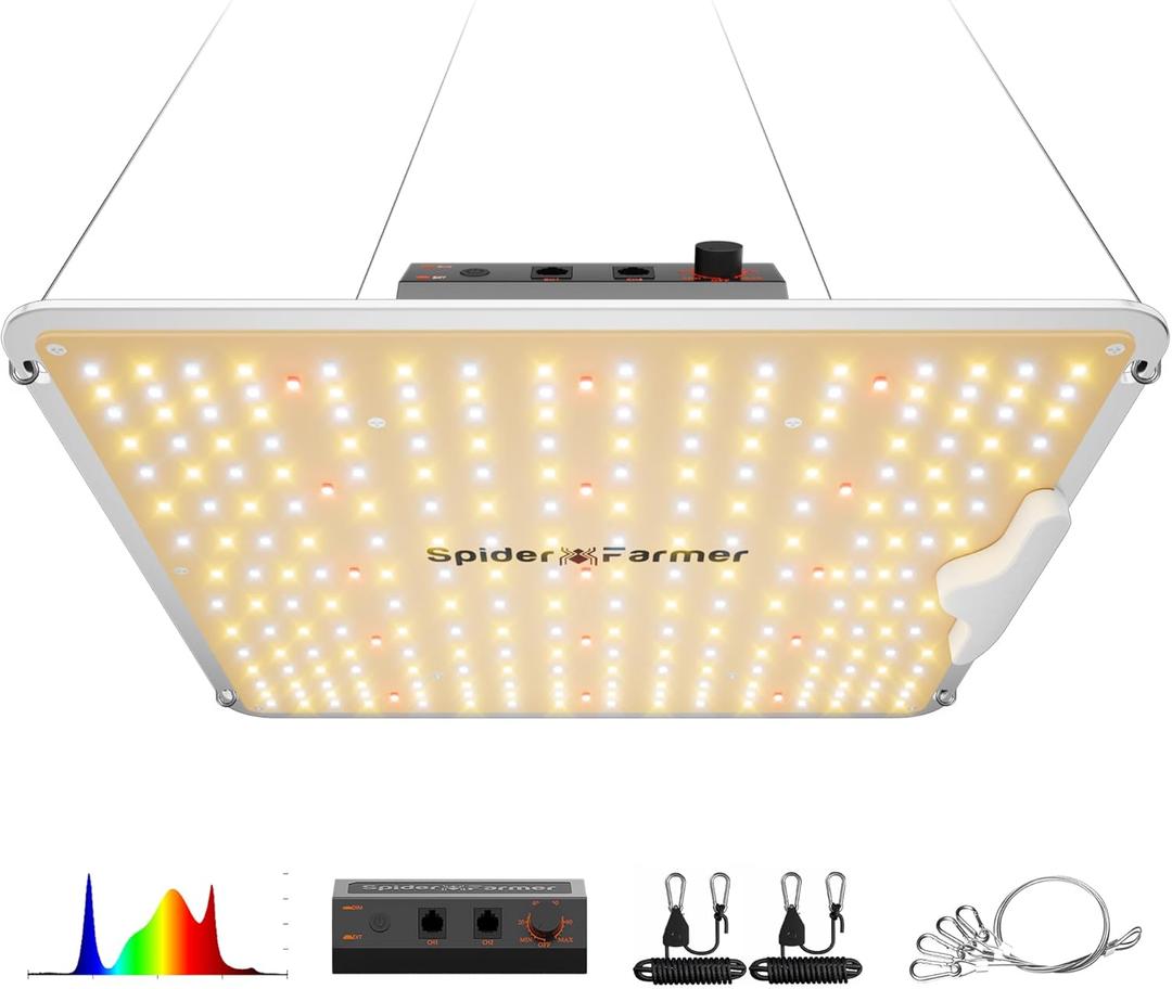 Spider Farmer SF1000 100W LED Grow Light for Indoor Plants, Upgraded High Efficiency LEDs, Dimmable Full Spectrum High PPFD, Deep Penetration for Seed Starting/Vegetables/Bloom in 2x2/3x3 Grow Tent