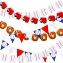 Tatuo 6 Pieces Baseball Banner Party Decorations Baseball Paper Garland Pennant Bunting Flag Decor for Sports Theme Birthday Party Supplies