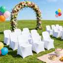 HAINARverS Stretch Spandex Folding Chair Covers 50PCS, Universal Fitted Chair Cover Protector for Wedding, Party, Banquet, Holidays, Celebration, Decor (White, 50 PCs)