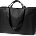 KALIDI 60L Extra Large Duffle Bag, Beach Tote Zipper Utility Oversized Weekender Carrier Travel Shopping Reusable Grocery Bag (All Black)