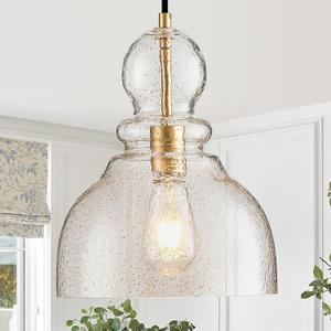 Gold Pendant Lights Kitchen Island, Large Gold Sand Glass Pendant Lighting Over Table 10inch Modern Brass Ceiling Island Light for Kitchen Sink Hallway Entrance, 10inch,1Pack