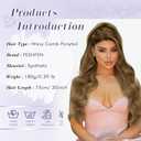 FESHFEN Long Drawstring Ponytail Extension, 30 Inch Wavy Curly Comb Clip in Ponytail Hair Extensions Synthetic Pony Tails Clip on Hairpieces for Women, Light Brown Mix Natural Blonde