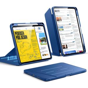 ESR for iPad Pro 11 Inch Case (M5/M4) 2025/2024, Vertical Stand Cover, Multi Stand Angles, Ultra-Stable Case with Pencil Holder, Flip Series, Blue