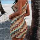 GORGLITTER Women's Asymmetrical One Shoulder Dress Summer Striped Sleeveless Birthday Night Bodycon Mini Sundresses Blue Small